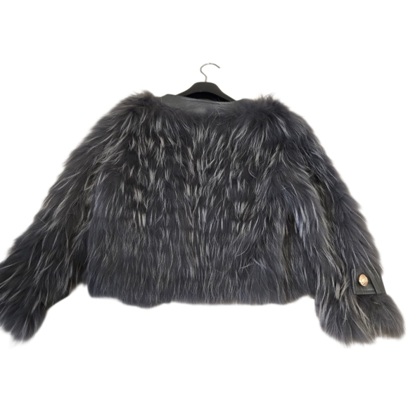 Maxa Mara Grey Fur Jacket With Leather Size Small - Picture 6 of 10